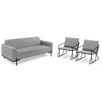 Conjunto Sofá e 2 Poltronas Herval Urban, Linho Cinza