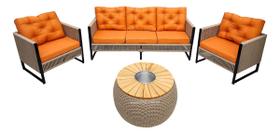 Conjunto Sofá E Poltronas 5 Lugares Corda Náutica Alumínio