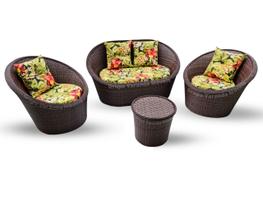 Conjunto Sofá e Poltronas Orbital Fibra Sintética Alumínio Jardim Varanda Área Externa Interna Pergolado