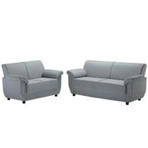 Conjunto Sofá Estofado Fabiany Onix 1013 2 e 3 Lugares Tecido 100% Poliéster