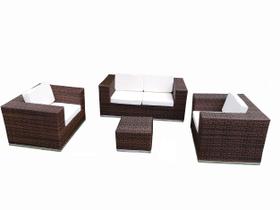 Conjunto Sofá Fibra Sintética Alumínio Varanda Área Externa alm Duna cru