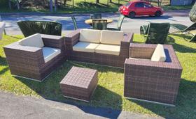 Conjunto Sofá Fibra Sintética Alumínio Varanda Área Externa Conjunto Sofá Fibra Sintética Alumínio Varanda Área Externa