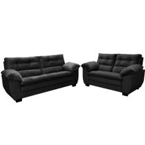 Conjunto Sofá Hellen Premium 3 e 2 lugares em tecido Platinium Preto Conjunto Sofá Hellen Premium 3 e 2 lugares em tecido Platinium Preto