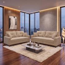 Conjunto Sofá Living 3 e 2 Malibu Bouclê Bege 1,50/2,30m - King House Conjunto Sofá Living 3 e 2 Malibu Bouclê Bege 1,50/2,30m - King House