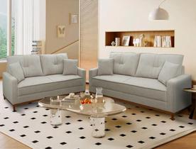 Conjunto Sofá Living 3 e 2 Malibu Bouclê Bege 1,50/2,30m - King House