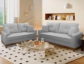 Conjunto Sofá Living 3 e 2 Malibu Bouclê Cinza 1,50/2,30m - King House