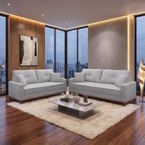 Conjunto Sofá Living 3 e 2 Malibu Bouclê Cinza 1,50/2,30m - King House Conjunto Sofá Living 3 e 2 Malibu Bouclê Cinza 1,50/2,30m - King House