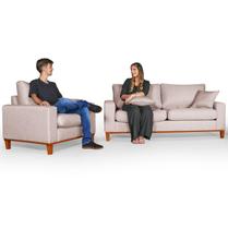 Conjunto Sofá Living Istambul Com Poltrona em Linho