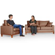 Conjunto Sofá Living Istambul Com Poltrona em Linho