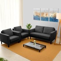 Conjunto Sofá Lugares com USB e 2 Poltronas em Linho Antúrio CabeCasa MadeiraOriginals Cinza Escuro