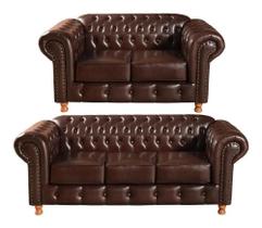 Conjunto Sofá Luís Xv 2 E 3 Lugares Chesterfield Capitonê CORANO CAFÉ Conjunto Sofá Luís Xv 2 E 3 Lugares Chesterfield Capitonê CORANO CAFÉ