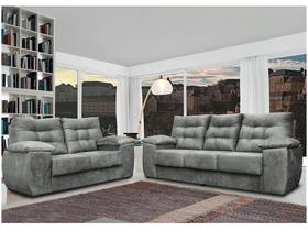 Conjunto Sofá Luxemburgo 3 E 2 Lugares 1,52m e 2,02m Suede Cinza