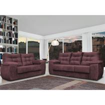 Conjunto Sofá Luxemburgo 3 E 2 Lugares 1,52m e 2,02m Suede Vinho