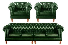 Conjunto Sofá Modulado Dom Pedro 4 Lugares + 2 Poltronas Retrô Vintage
