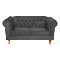 Conjunto Sofá Namoradeira Chesterfield Capitonê Duque Suede Cinza Chumbo Decoração, Recepção, Salas de Tv e Estar