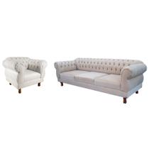 Conjunto Sofá Namoradeira Elisabeth Chesterfield Capitone Suede Nude Decorativa / Sala, Tv, Estar, Recepção Conjunto Sofá Namoradeira Elisabeth Chesterfield Capitone Suede Nude Decorativa / Sala, Tv, Estar, Recepção