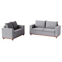 Conjunto Sofá Napoli 2 e 3 Lugares Linho Cinza Conjunto Sofá Napoli 2 e 3 Lugares Linho Cinza