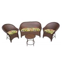 Conjunto Sofá para Área Externa Bali Fibra Sintética - Sofá 2 Lugares 2 Poltronas e Mesa Centro - Tecido Saquarema Conjunto Sofá para Área Externa Bali Fibra Sintética - Sofá 2 Lugares 2 Poltronas e Mesa Centro - Tecido Saquarema