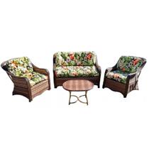 Conjunto Sofá para Área Externa Melo Fibra Sintética Sofá 2 Lugares 2 Poltronas e 1 Mesa Centro - Tecido Saquarema Conjunto Sofá para Área Externa Melo Fibra Sintética Sofá 2 Lugares 2 Poltronas e 1 Mesa Centro - Tecido Saquarema