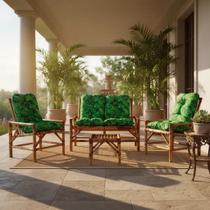 Conjunto Sofá Poltronas E Mesa De Bambu Cana Da India 4 Lug.