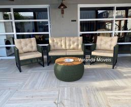 Conjunto Sofá Poltronas Mesa Área Externa Interna Varanda Jardim em Corda Náutica e Alumínio Conjunto Sofá Poltronas Mesa Área Externa Interna Varanda Jardim em Corda Náutica e Alumínio
