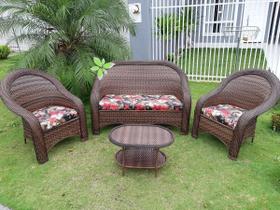 Conjunto Sofá Poltronas Mesa Fibra Sintética Área Externa Interna