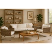 Conjunto Sofá Sala Poltronas Alumínio Corda Náutica Móveis Terraço