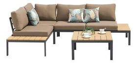 Conjunto Sofa Varanda Jardim Deluxe Aco E Madeira - 3 Pecas - JHC