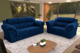 Conjunto Sofá Windsor Velut Azul 3 e 2 Lugares 2,04m e 1,59m - King House