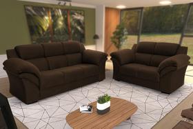 Conjunto Sofá Windsor Velut Marrom 3 e 2 Lugares 2,04m e 1,59m - King House