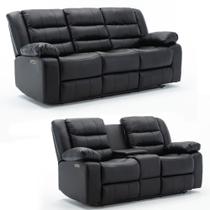 Conjunto Sofás 2 e 3 Lugares Elétricas Sala de Cinema Oscar com Massagem Aquecimento Entrada USB/USB-C PU Preto G94 - Laura Lar Conjunto Sofás 2 e 3 Lugares Elétricas Sala de Cinema Oscar com Massagem Aquecimento Entrada USB/USB-C PU Preto G94 - Laura Lar