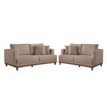 Conjunto Sofás 2 E 3 Lugares Estofados M-175 Veludo Martins Bege Conjunto Sofás 2 E 3 Lugares Estofados M-175 Veludo Martins Bege