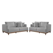 Conjunto Sofás 2 E 3 Lugares Estofados M-175 Veludo Martins Cinza Conjunto Sofás 2 E 3 Lugares Estofados M-175 Veludo Martins Cinza