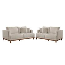 Conjunto Sofás 2 E 3 Lugares Estofados M-175 Veludo Martins Creme Conjunto Sofás 2 E 3 Lugares Estofados M-175 Veludo Martins Creme