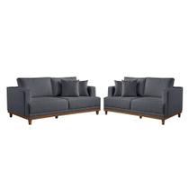 Conjunto Sofás 2 E 3 Lugares Estofados M-175 Veludo Martins Grafite Conjunto Sofás 2 E 3 Lugares Estofados M-175 Veludo Martins Grafite
