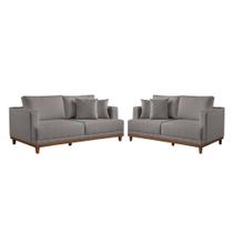 Conjunto Sofás 2 E 3 Lugares Fixo Linho M-175 Martins Cinza Conjunto Sofás 2 E 3 Lugares Fixo Linho M-175 Martins Cinza
