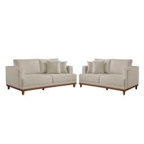 Conjunto Sofás 2 E 3 Lugares Fixo Linho M-175 Martins Creme Conjunto Sofás 2 E 3 Lugares Fixo Linho M-175 Martins Creme