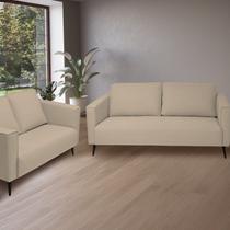 Conjunto Sofás 3 e 2 Lugares Tecido Safira Fun Bege