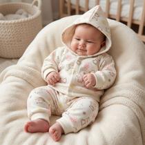 Conjunto Soft 2 Peças Para Bebê Estampado Menina Menino De Inverno Quentinho e Confortável 02 Peças
