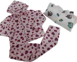 Conjunto Soft Menina Frio Inverno Capuz Tam 1 2 3 Infantil