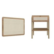 Conjunto Solteiro 90cm e Mesa de Cabeceira 1 Gaveta Pé Madeira Palhinha Oslo Bege Hanover Conjunto Solteiro 90cm e Mesa de Cabeceira 1 Gaveta Pé Madeira Palhinha Oslo Bege Hanover