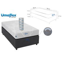 Conjunto Solteiro Colchão D33 Enrolado Fit Firm com Base Box Suede Blindado 88x188x57 Conforto e Durabilidade para Seu Sono