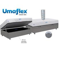 Conjunto Solteiro Colchão Fit Firme Enrolado com Cama Baú Blindada Suede 88x188x59