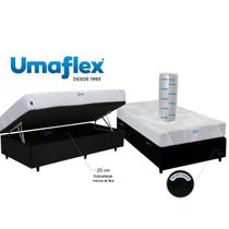 Conjunto Solteiro Colchão Fit Firme Enrolado com Cama Baú Blindada Suede 88x188x59