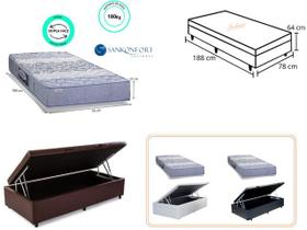 Conjunto Solteiro Colchão Protege Ortopedico Sanko c/ Cama Box Baú Jadmax 78x188 - Largura menor ideal para espaços pequenos Conjunto Solteiro Colchão Protege Ortopedico Sanko c/ Cama Box Baú Jadmax 78x188 - Largura menor ideal para espaços pequenos