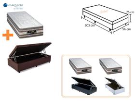 Conjunto Solteiro KIng c/Colchão Le Griff SanKonfort + Cama Box Baú Jadmax 96x203x75 - Molas Ensacadas Linha Firme