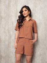 Conjunto Sophia Bermuda e Camisa com Manga Curta