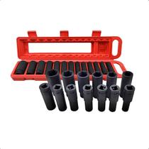 Conjunto Soquetes De Impacto Encaixe 1/2Pol 13 Pcs 10 a 27mm