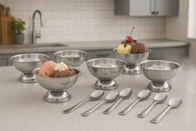Conjunto Sorvete Inox 12 Peças 6 Colheres 6 Taças Ravinox