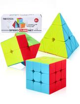 Conjunto Speed Cube Roxenda 2x2x2 3x3x3 Pyramid sem adesivo